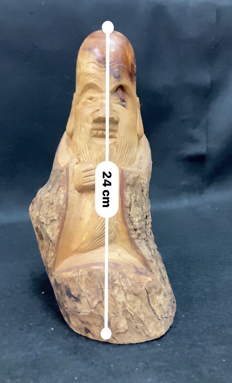 銘木　繊細な手彫り　一刀彫　献桃猿　寿　オブジェ　中国美術品　？ 木製彫刻 木彫り 福禄寿 老松 一刀彫り 置物 置物 木彫 木彫り