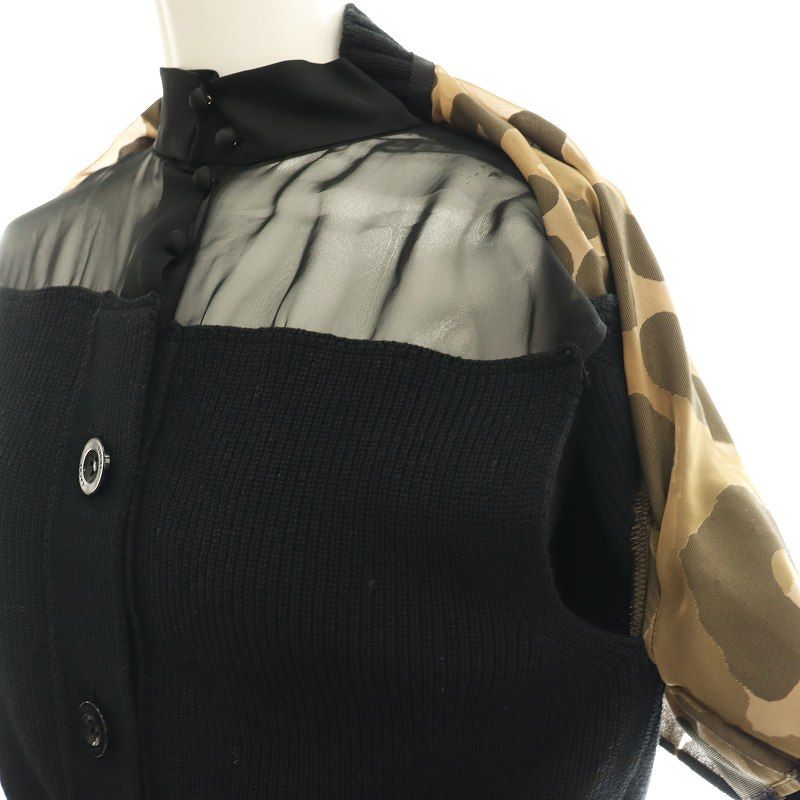 サカイ sacai Leopard Knit Cardigan カーディガン ニット レオパード 1 ブラウン ブラック 22-06135 /HK ■OS レディース 美品】 sacai / サカイ | 2022SS | Leopard Knit Cardigan / 異