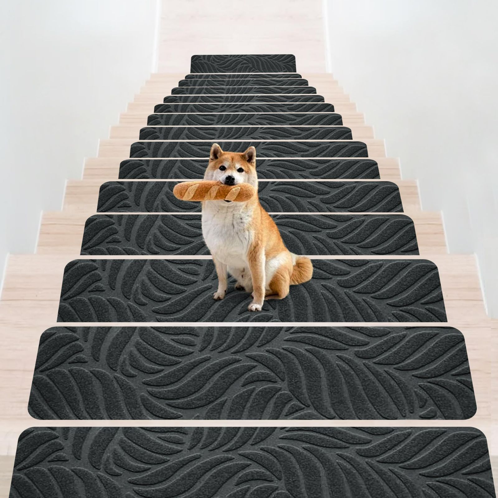 Amazon.co.jp: 階段マット 15枚 折り曲げ付 滑り止め ずれない 大判 約