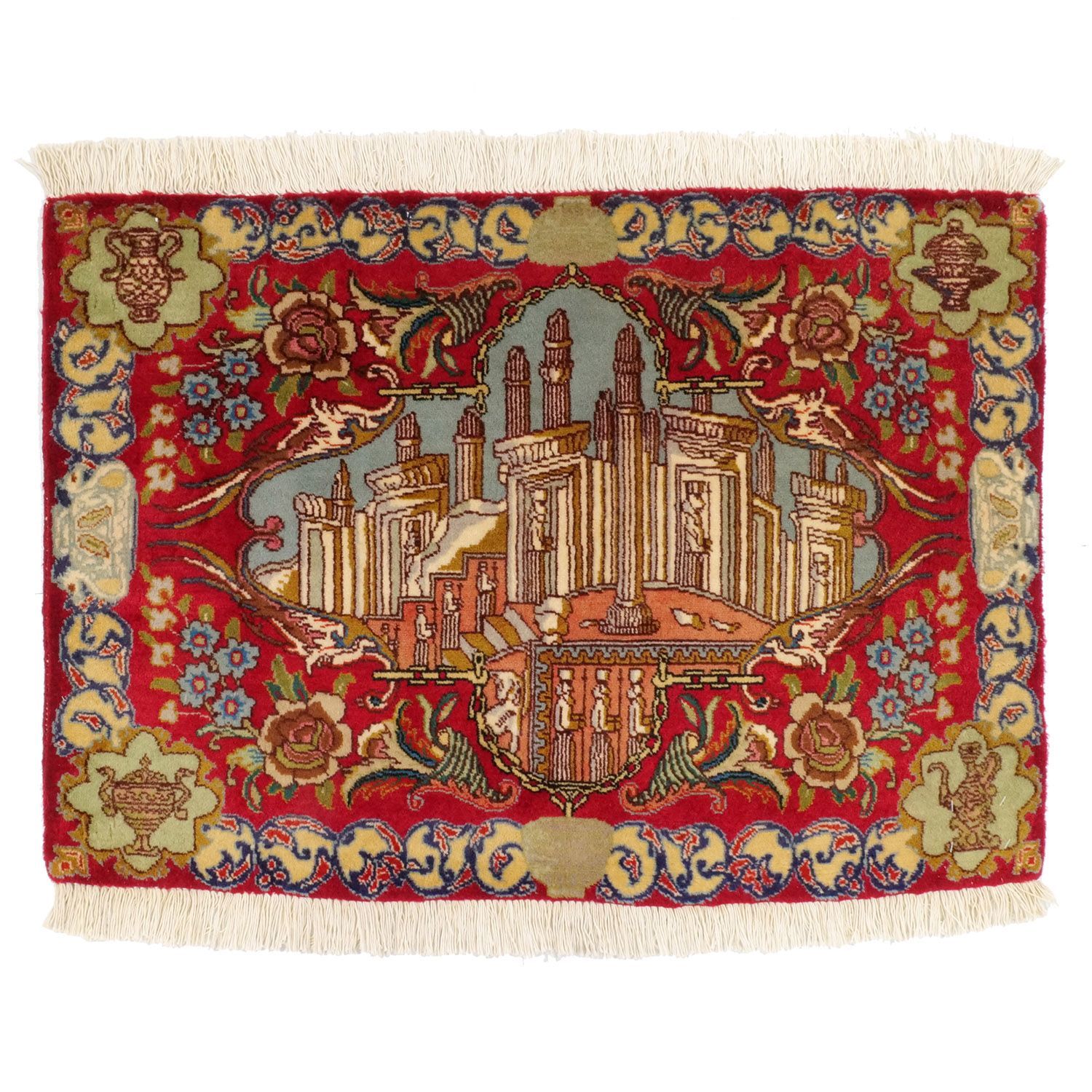 暖色系きれいなパッチワークラグ ヴィンテージトルコラグNo.691 暖色系