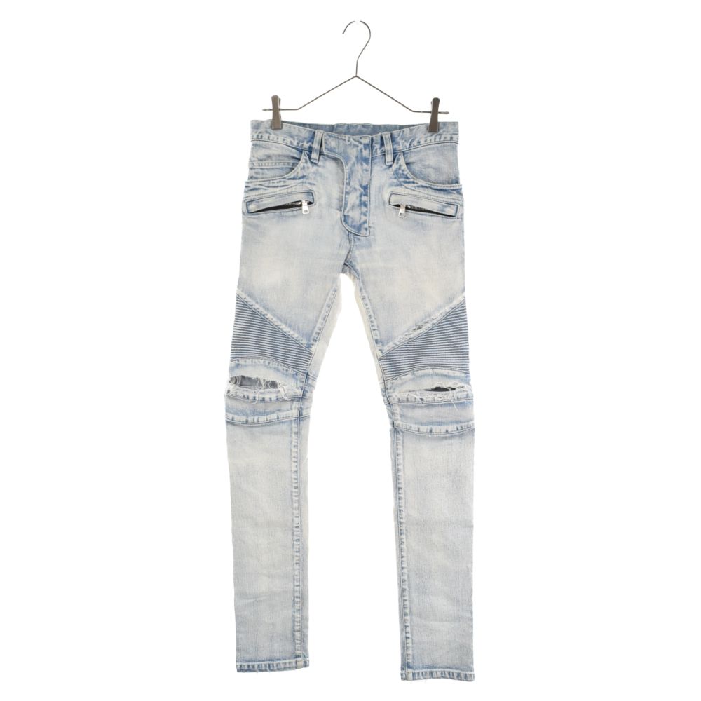BALMAIN (バルマン) 15SS S5HT551C479D ダメージ加工蛇腹バイカー