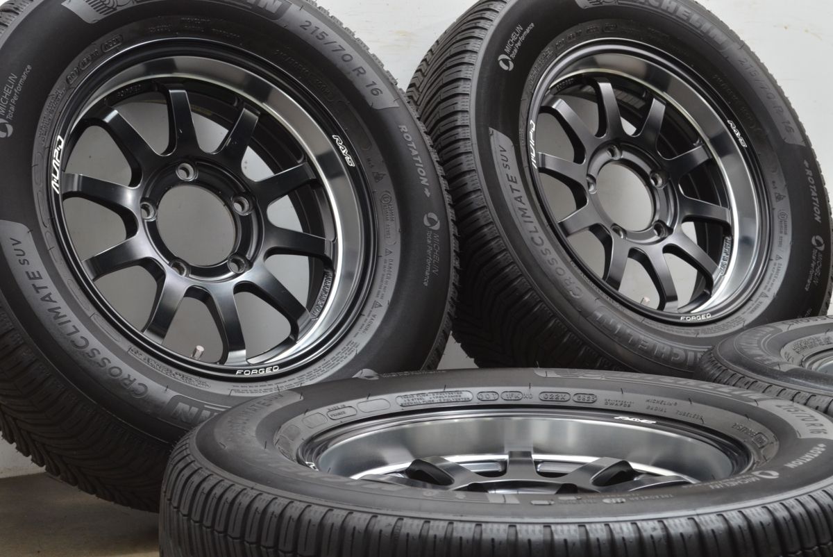 カスタム用に RAYS A LAP-J 16in 5.5J ±0 PCD139.7 ミシュラン クロスクライメイト SUV 215 70R16 ジムニーシエラ ジムニーノマド