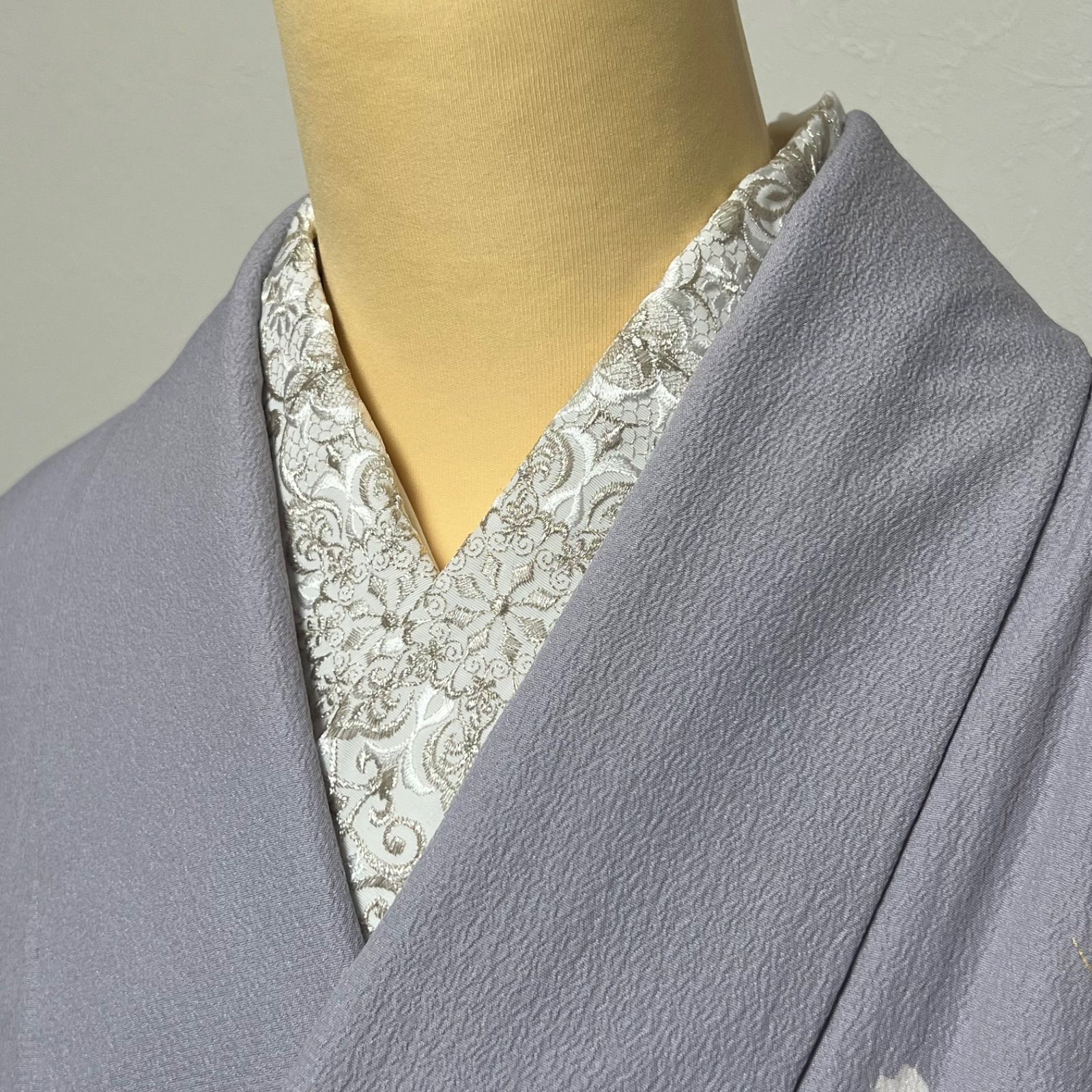  L014 刺繍半衿 白 シルバー レース ドイリー 半襟 長襦袢 半襦袢