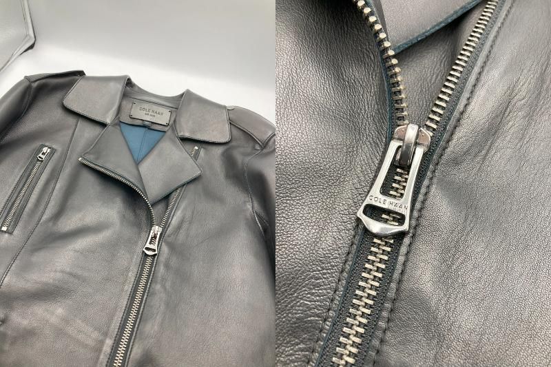 COLE HAAN コールハーン 羊革 ラムレザー ダブル ライダースジャケット T10321 サイズS 中古 D4 COLE HAAN コールハーン 羊革 ラムレザー ダブル ライダース