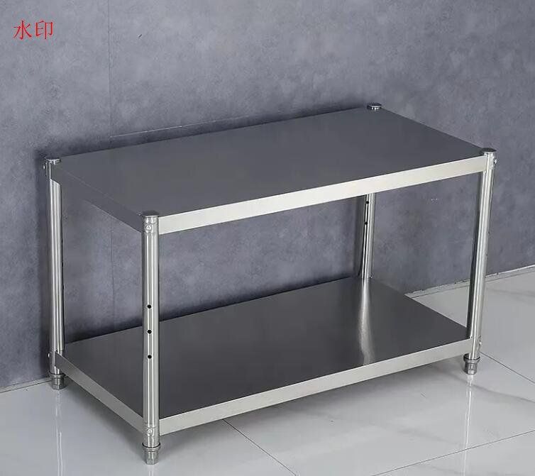 ステンレス製のキッチンラックを厚くした2段の床置き収納棚電子レンジオーブン家庭用収納棚