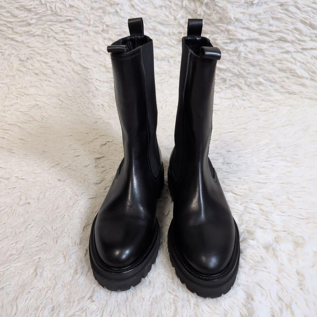 ️PASCUCCI パスクッチ サイドゴアブーツ ミドル レザー 黒 軽量 38 ブラック 25cm相当 IENA ミドル カジュアル