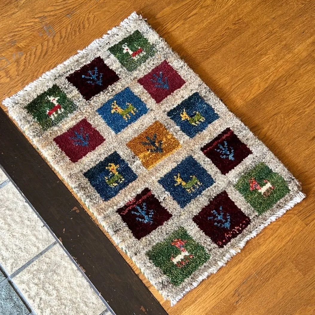 vintage】182cm×101cm ペルシャラグ ヘラティ アンティーク 44cmx61cm