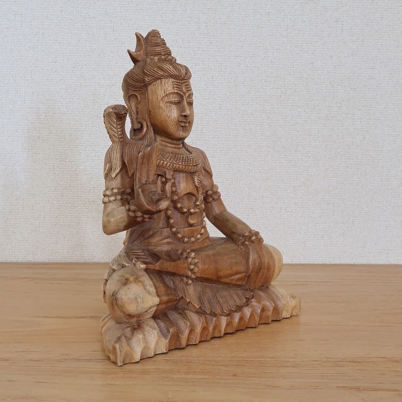シヴァ神の木彫り 30cm 座像 木製 スワール無垢材 シバ神 オブジェ 