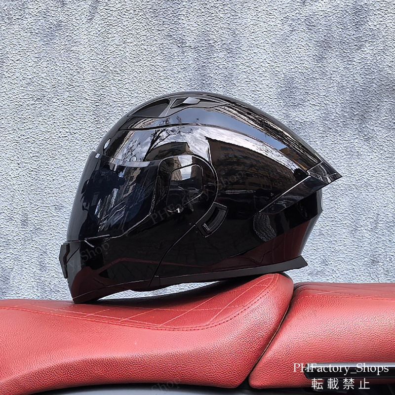 バイクヘルメット フリップアップヘルメット フルフェイスヘルメット DOT承認 クラッシュヘルメット 耐久性 安全性 通気性 男女兼用 ライトブラック A128