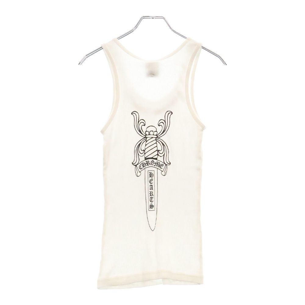 CHROME HEARTS クロムハーツ OLD ネックロゴ バックダガープリント リブタンクトップ ノースリーブカットソー ホワイト