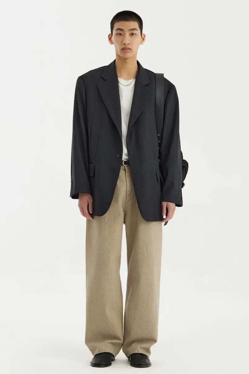 新品 youth(ユース) ワイド デニム パンツ M サンドベージュ