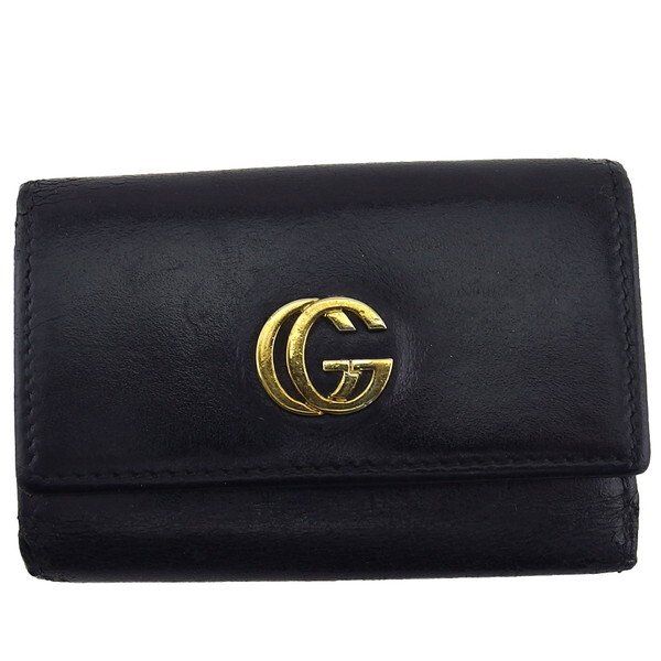 グッチ GUCCI キーケース ブラック×ゴールド