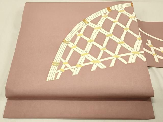 【着物と帯 時流】N25686◆正絹 九寸名古屋帯◆金駒刺繍 金彩加工 美品 着物と帯 時流】N25686◇正絹 九寸名古屋帯◇金駒刺繍 金彩