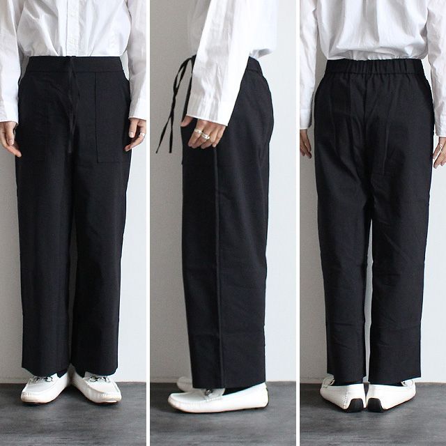 ベイカー風コットン×リネンワイドパンツ