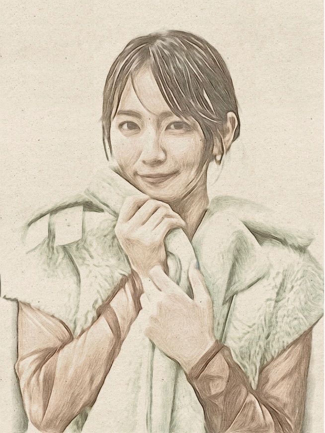 女優画21 額装品 額縁寸法34cm×25cm ペン画 カラー着色 定款付き