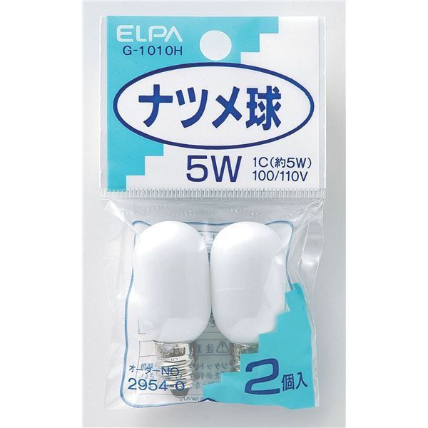 （まとめ） ELPA ナツメ球 電球 5W E12 ホワイト 2個入 G-101