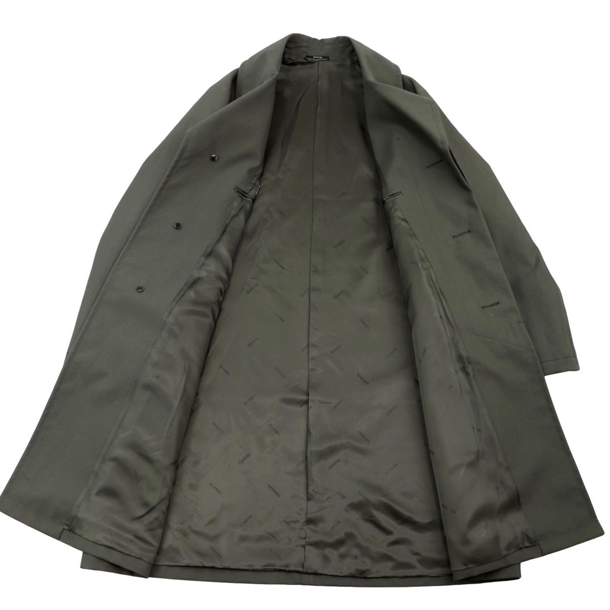 美品 エルメス 21AW ポケットデザイン ロングチェスターコート メンズ カーキ 48 スロートラッチ フライフロント HERMES クリアランスSALEクリアランスセール美品 エルメス