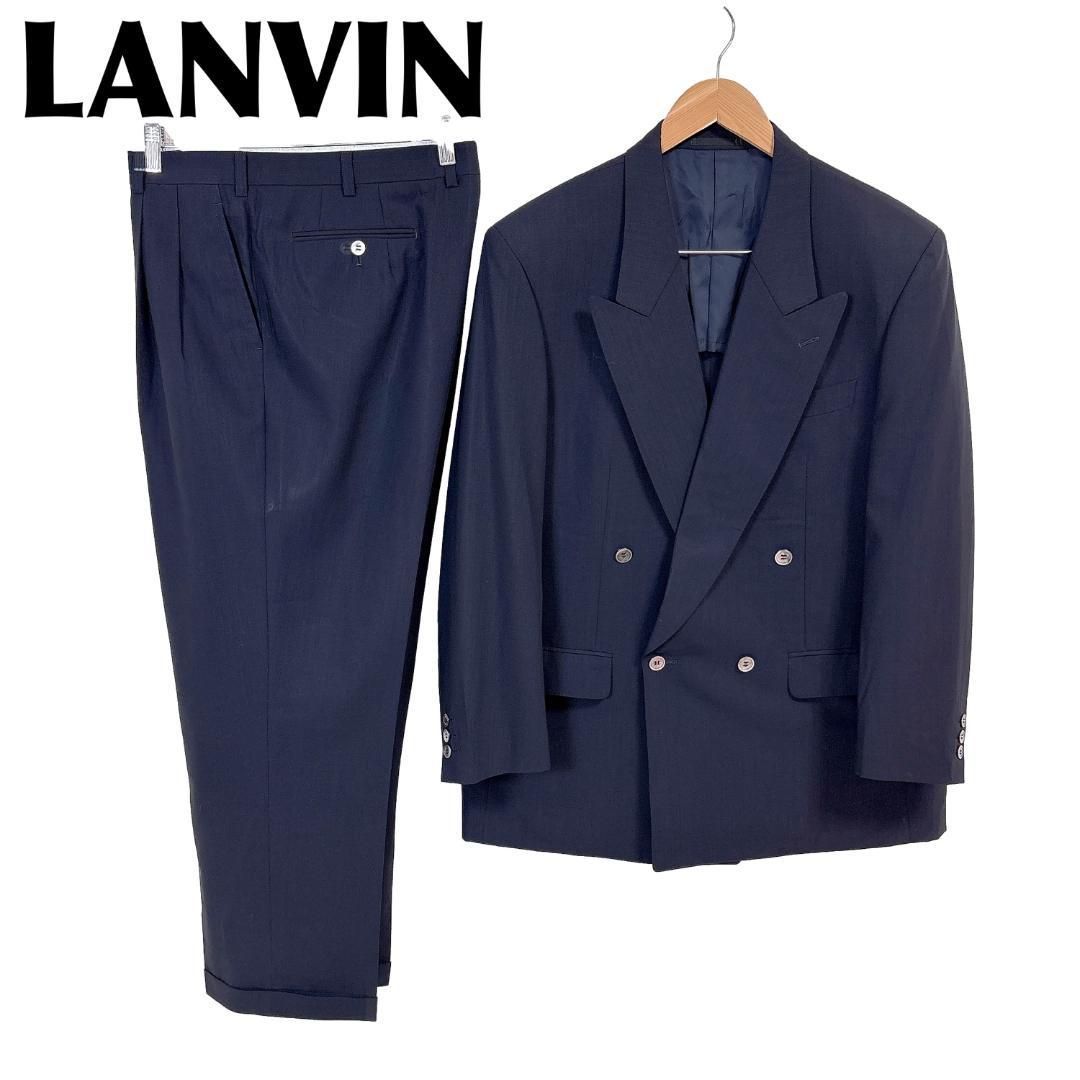 美品】 LANVIN ダブルスーツセットアップ R52-47 ネイビー 無地 - メルカリ