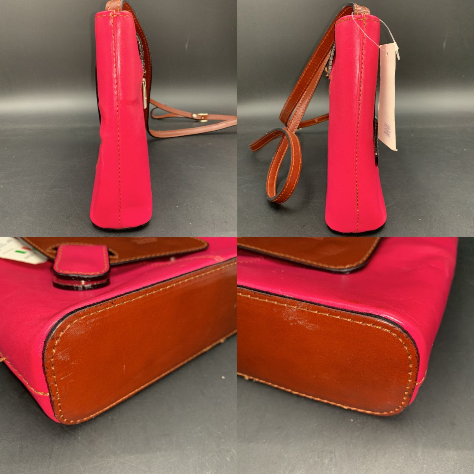 大人気アイテム 74 ショッキングピンク ショルダーバッグ レザー Pelle Vera バッグ