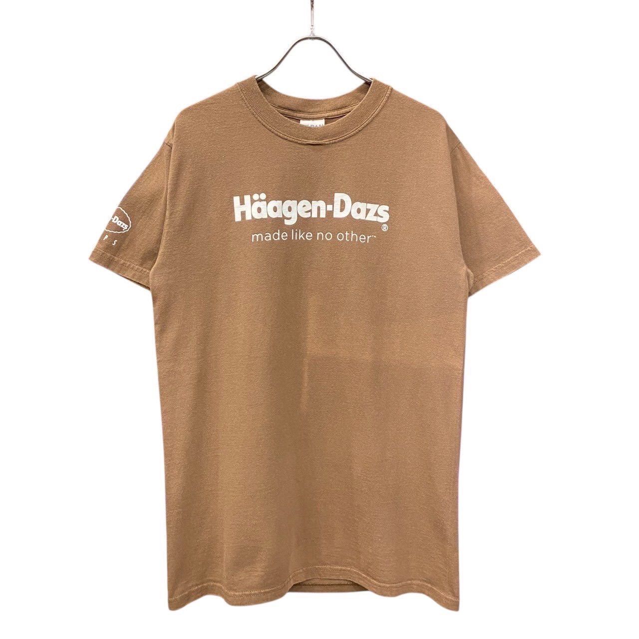00s ビンテージ Haagen-Dazs プリント Tシャツ S ブラウン フェード 00
