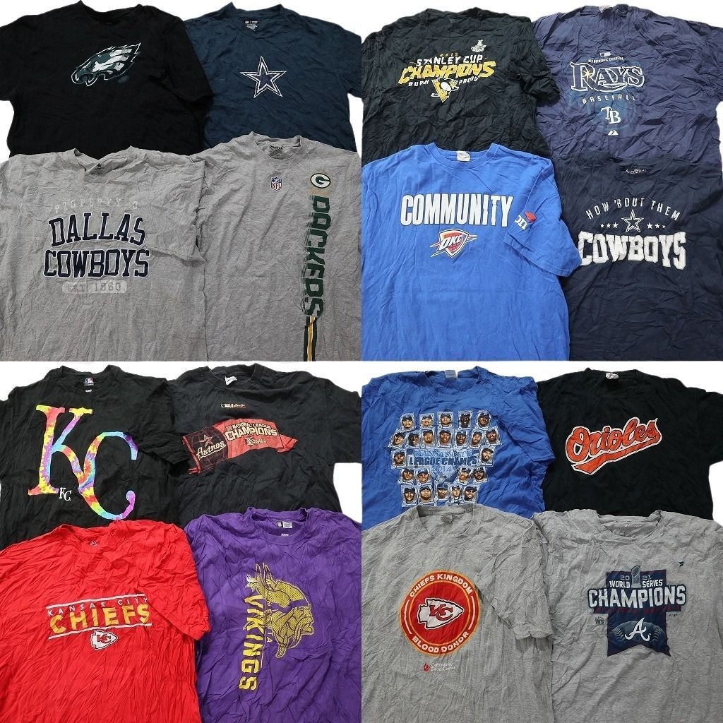 古着卸 プロチーム 半袖Tシャツ 16枚セット メンズ XL リーボック MLB NFL NBA NHL カウボーイズ パッカーズ 古着 NA2215