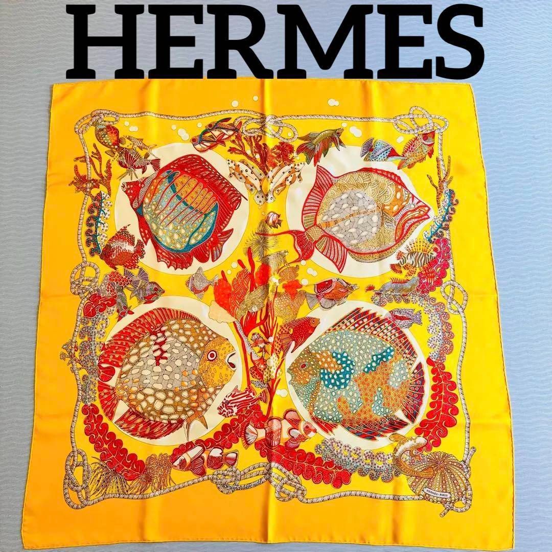 希少柄 HERMES カレ スカーフ GRANDS FONDS(深海)-