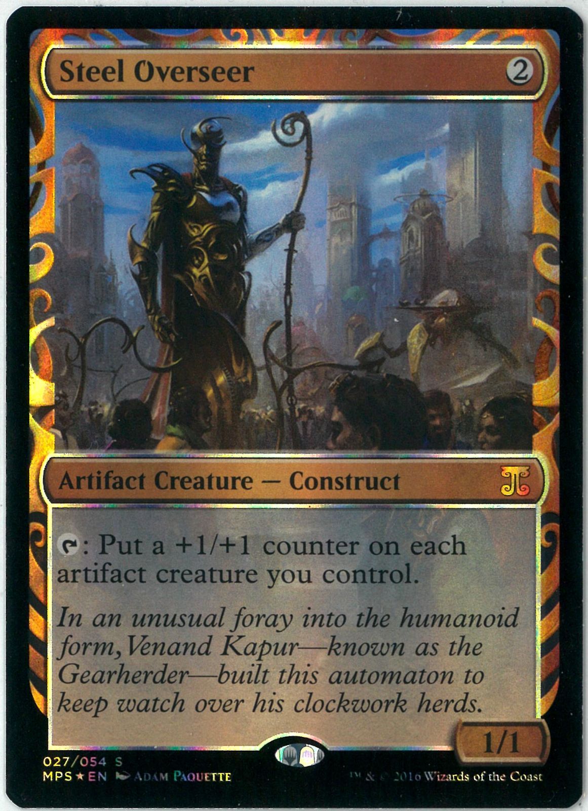 MTG MPS マスターピース　FOIL 鋼の監視者 Foil】《鋼の監視者/Steel Overseer》※全面光沢[MPS] 茶R | 日本