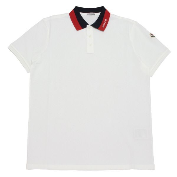 美品 MONCLER モンクレール ポロシャツ L ホワイト ワッペン 鹿の子 25SSモデル モンクレール MONCLER カラー襟刺しゅう+ワッペン 鹿の子