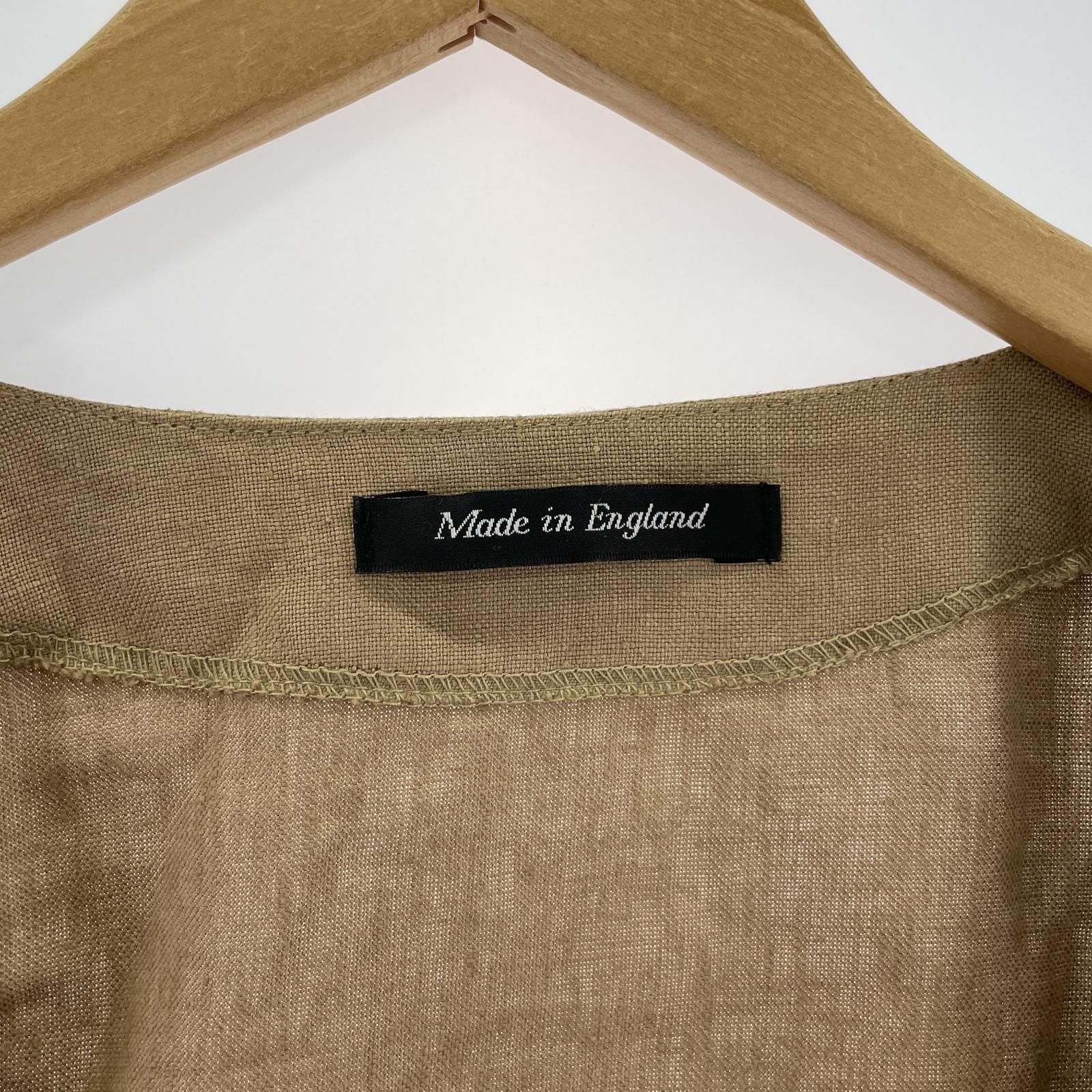 美品HELMSMOOR LINEN コート helmsmoor england ヘルムスムーアイングランド リネン ノーカラー