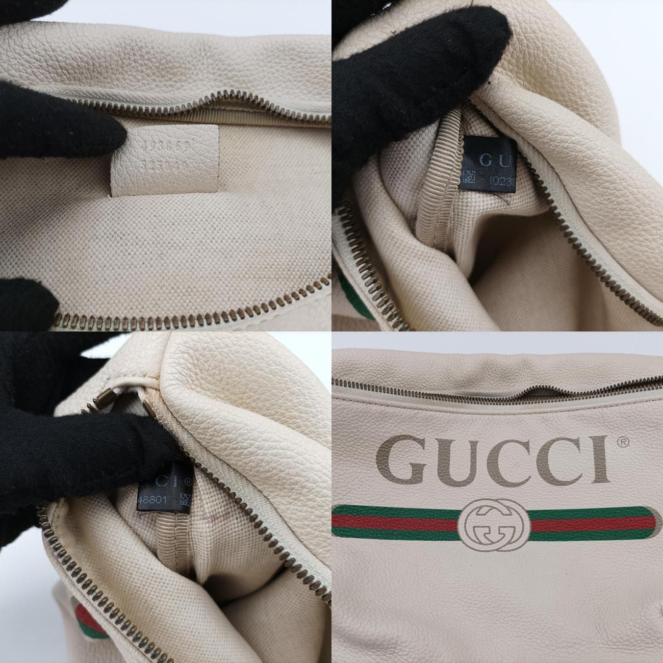 グッチGucciグッチプリントホワイトレザー493869I023348801