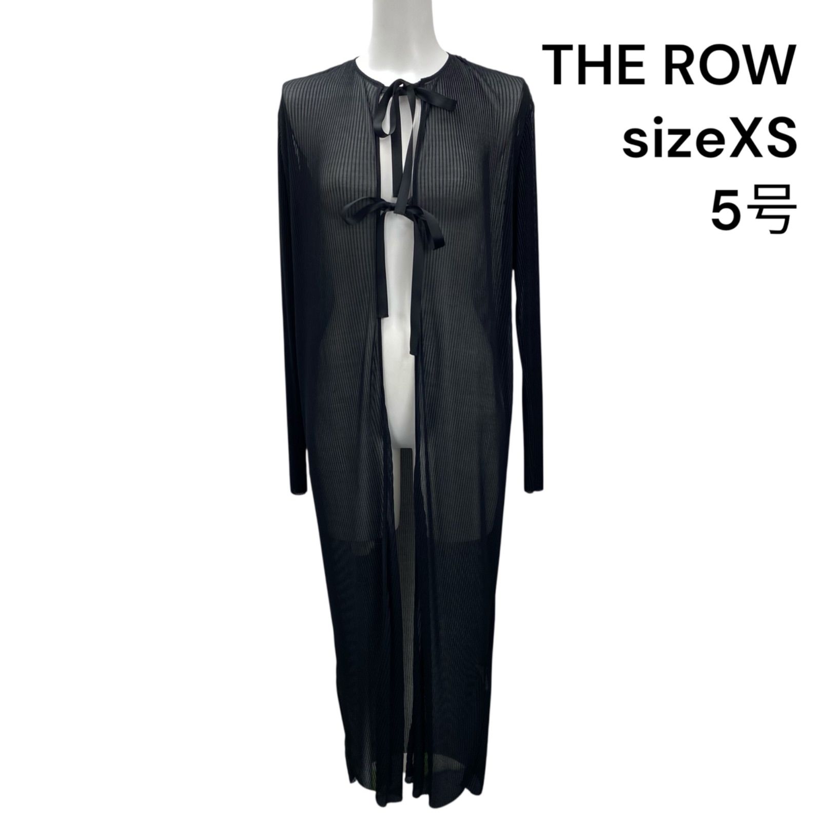 美品 ザ・ロウ THE ROW カーディガン ニット ロングスリーブ 長袖 無地 USA製 トップス レディース XS ブラック ◇美品 ザ ロウ THE ROW シースルー ガウン ロングカーディガン