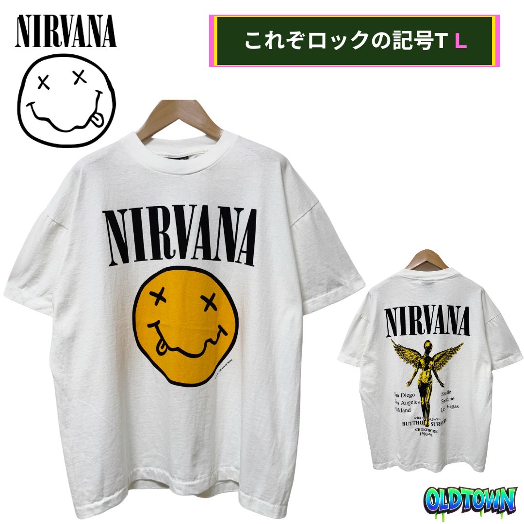 NIRVANA 1992年製 GIANT Tシャツ Lサイズ ニルヴァーナ Tシャツ Lサイズ ホワイト 90s USA製 ジャイアント