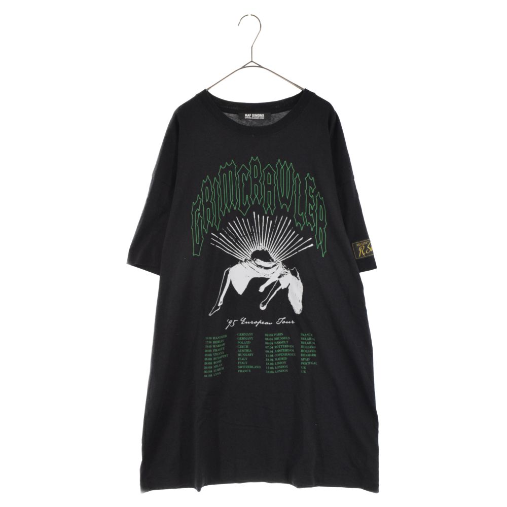 RAF SIMONS (ラフシモンズ) 22SS GRIMCRAWLER OVERSIZED T-SHIRT グリムクローラー オーバーサイズ ロゴ  半袖Tシャツ カットソー ブラック 221-M132 - メルカリ