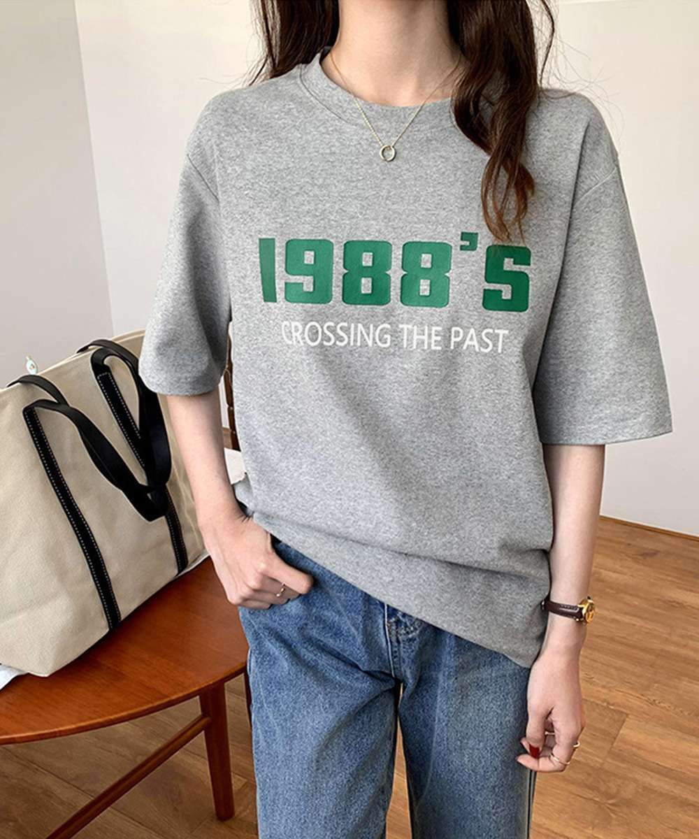 ロゴプリント ｔシャツ 半袖クルーネック 英字ロゴ トップス カットソー プルオーバー 半袖