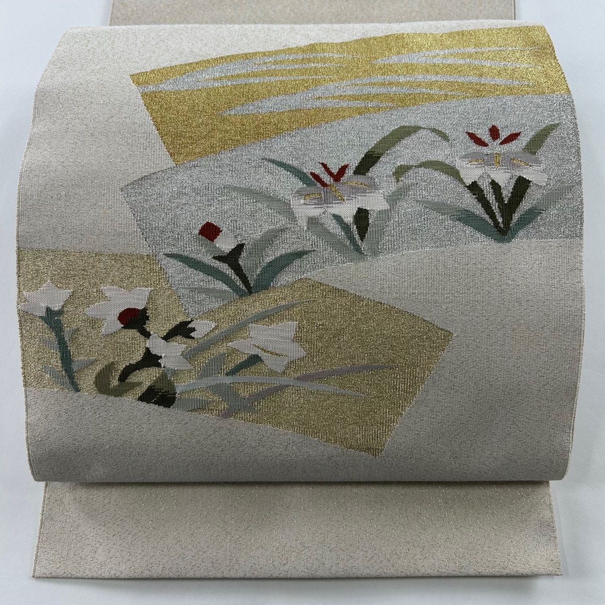名古屋帯 秀品 夏帯 絽 八寸名古屋帯 草花 ぼかし 薄紫 正絹 名古屋