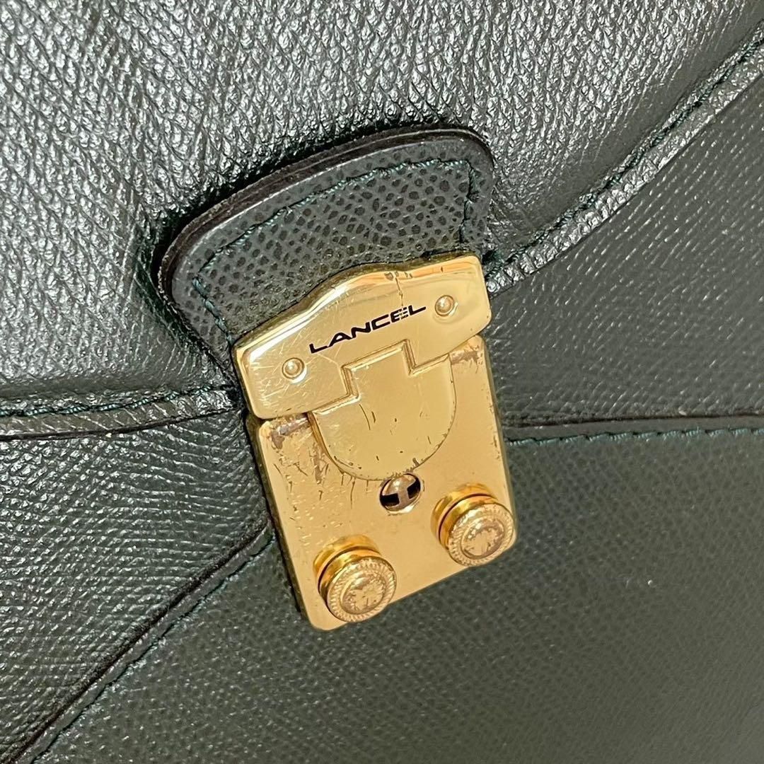 LANCEL ランセル 鞄 バック ビジネスバック 緑 レザー 鍵付きフランス製 LANCEL ランセル 鞄 バック ビジネスバック 緑 レザー 鍵付き