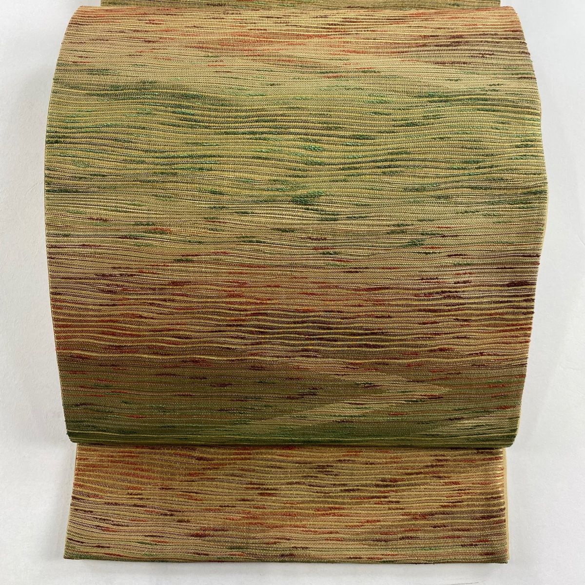 帯/袋帯/幾何学模様/ ベージュ系 袋帯 美品 秀品 幾何学模様 箔 ベージュ 六通 正絹｜中古・古着