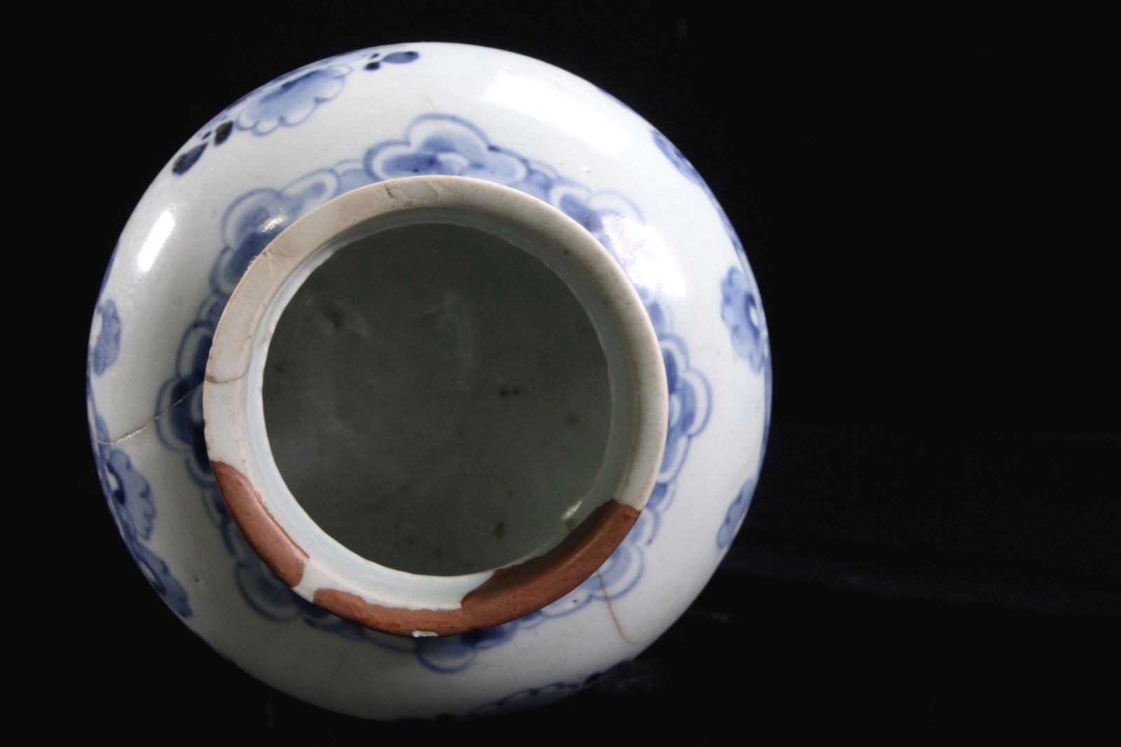 李朝時代 白磁染付草花文提灯壷 15cm 朝鮮古陶 唐物骨董 楾 D162