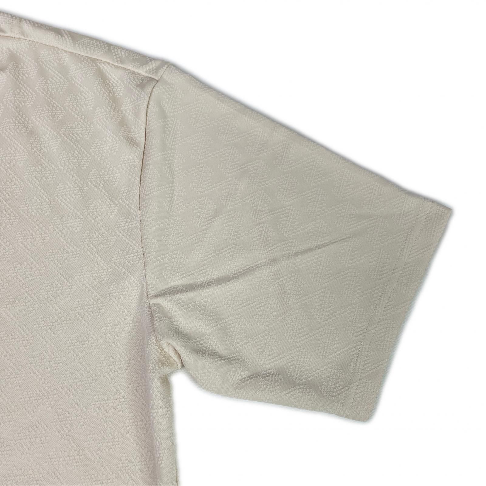 メンズ レザレクション Resurrection 半袖シャツ XXL アイボリー モックネック 総柄 LLC-HASEGAWATOSO_COM