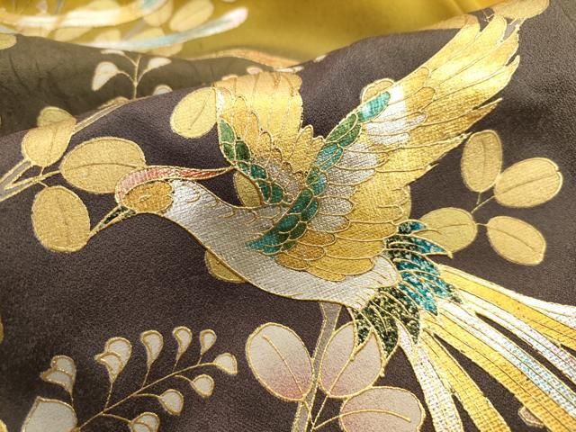 豪華　花鳥文　ぼかし　金銀彩　ラメ　逸品　フルセット　振袖　振り袖 平和屋着物□豪華振袖 駒刺繍 絞り 枝花文 暈し染め 金彩 正絹