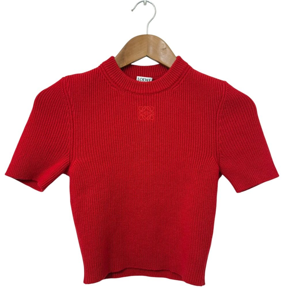 美品 23SS LOEWE ロエベ CROPPED SHORT SLEEVE KNIT アナグラム刺繍