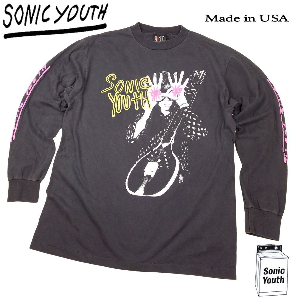【古着】ソニックユース 希少 ギタープリント ロング Tシャツ ブラック 289 SONIC YOUTH ソニックユース ロンT 長袖 Tシャツ USA製 Lサイズ