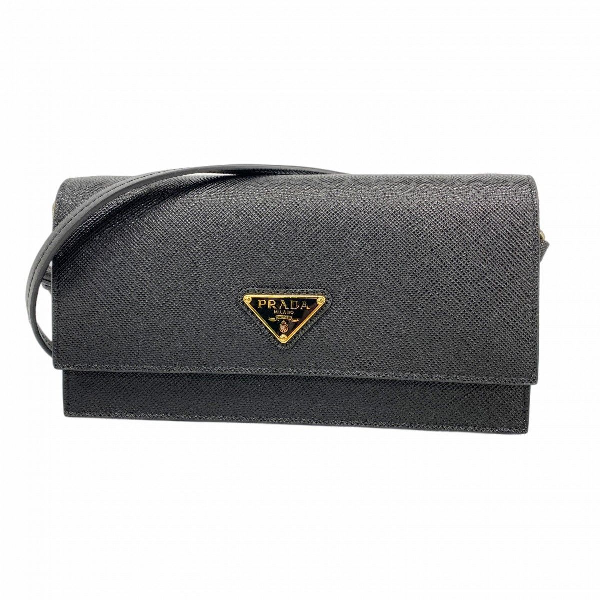 5mb1489-h プラダ ショルダーウォレット サフィアーノ レザー ブラック ゴールド金具 レディース