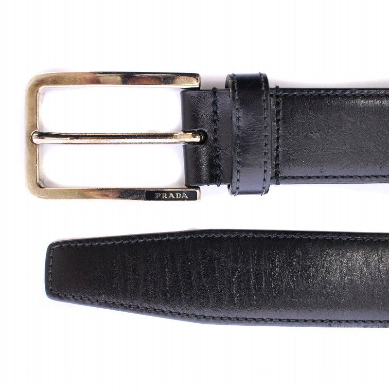 s*0様 PRADA レザー ベルト 38/95 プラダ PRADA ベルト レザー ロゴ 95/38 黒 ブラック /BB □OH