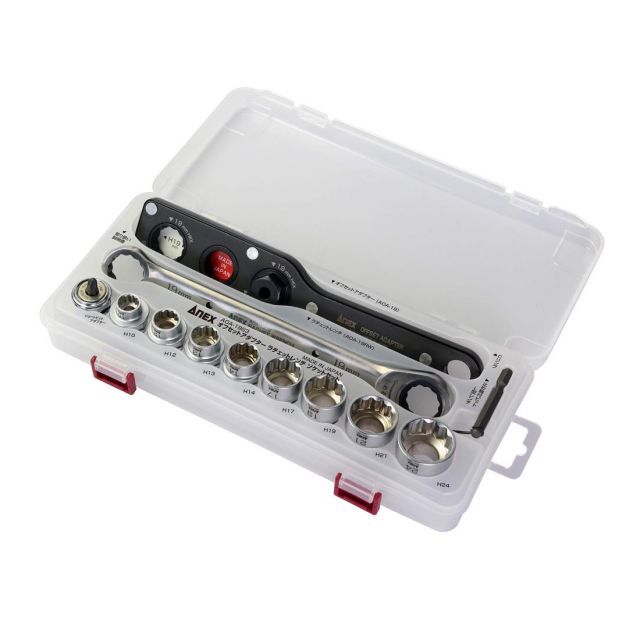アネックス ANEX オフセットアダプター19 対辺19mm ラチェットレンチ ケース付 マルチセット AOA-19S3