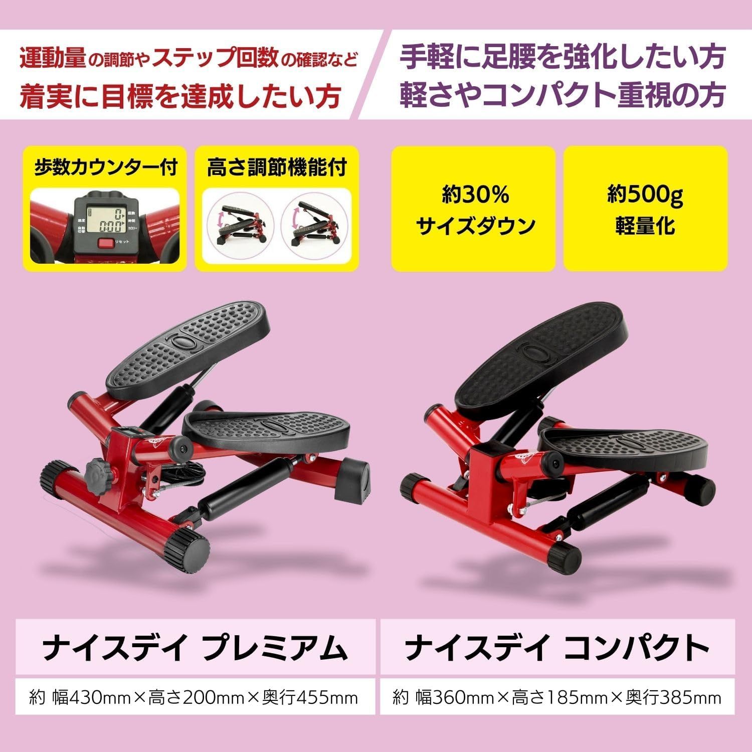 【公式】Shop Japan(ショップジャパン) 健康ステッパー ナイスデイ 省スペース 自宅で有酸素運動 踏み台運動 室内 座ったまま  エクササイズマシン ダイエット器具 有酸素運動 ナイスデー Niceday ながら運動 室内昇降 雨の日でもウォーキング