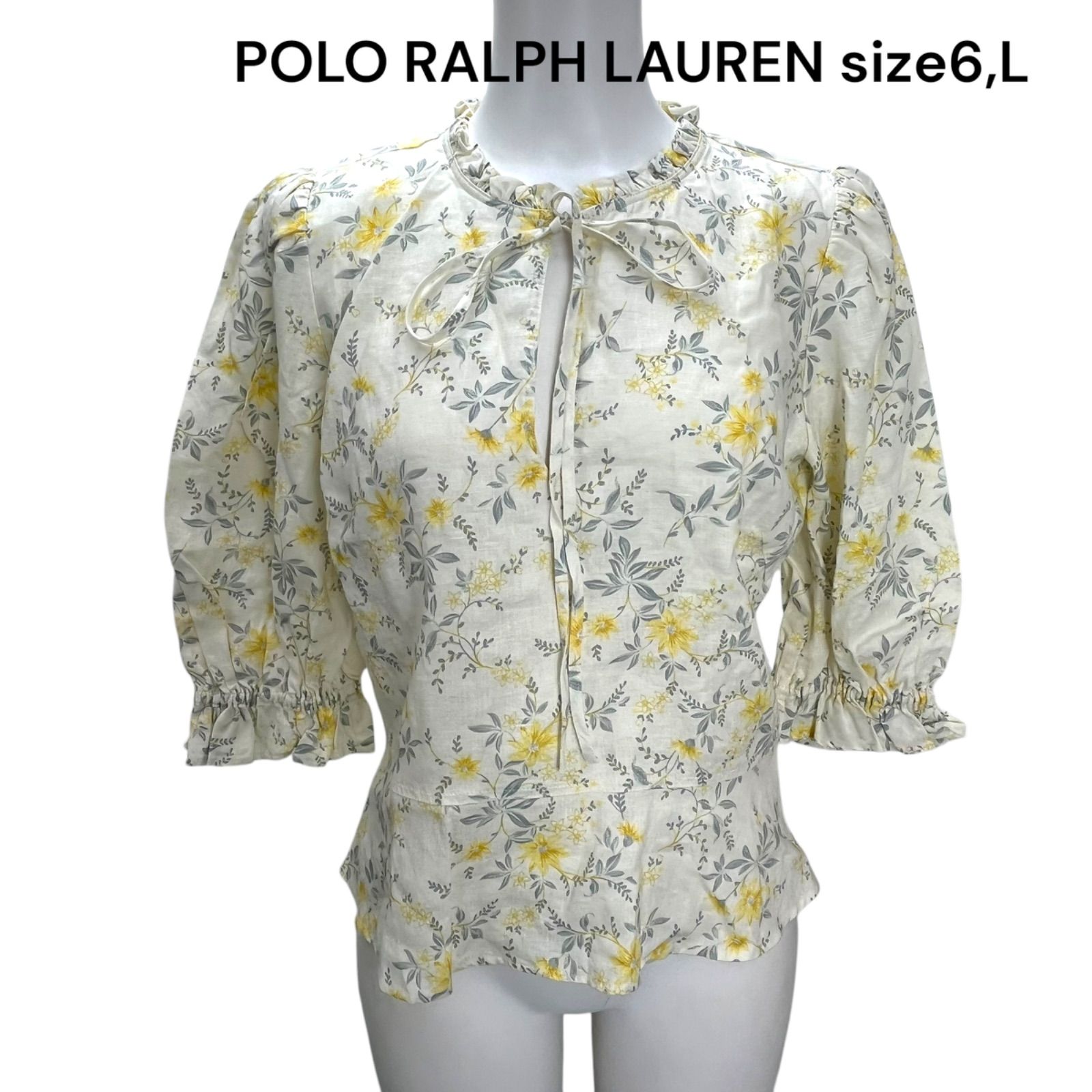 ポロ ラルフローレン POLO RALPH LAUREN リネン 花柄 ブラウス シャツ 6 L レディース S5Q036