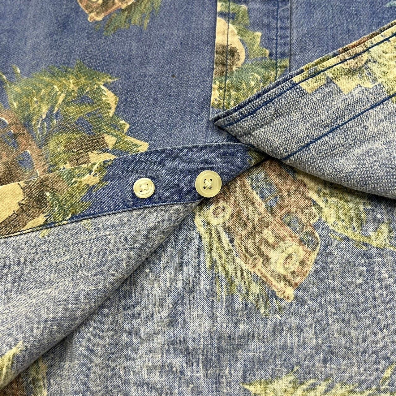 90s CHAPS チャップス Ralph Lauren 兵隊タグ 総柄 車 ボタン