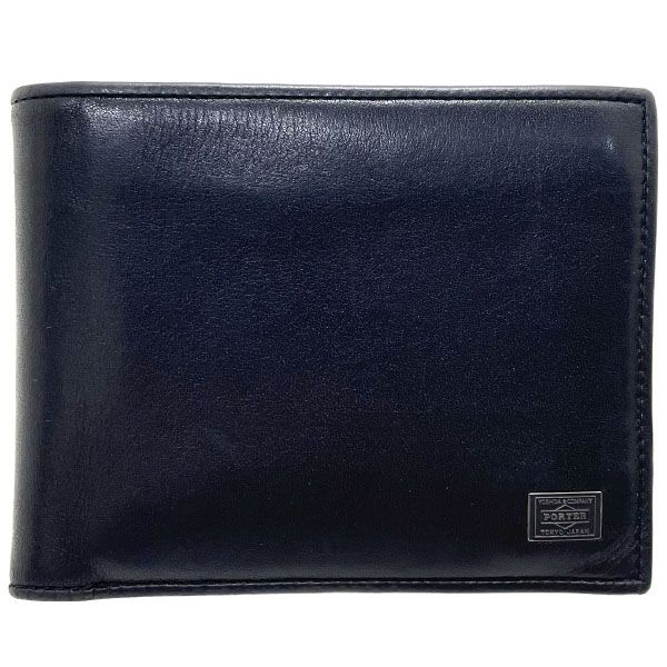 吉田カバン 財布 ポーター プリュム ウォレット ブラック 黒 レザー 革 179-03871 PORTER PLUME 二つ折り財布 コンパクト財布 ミニ財布 ミニウォレット サイフ メンズ 紳士 男性
