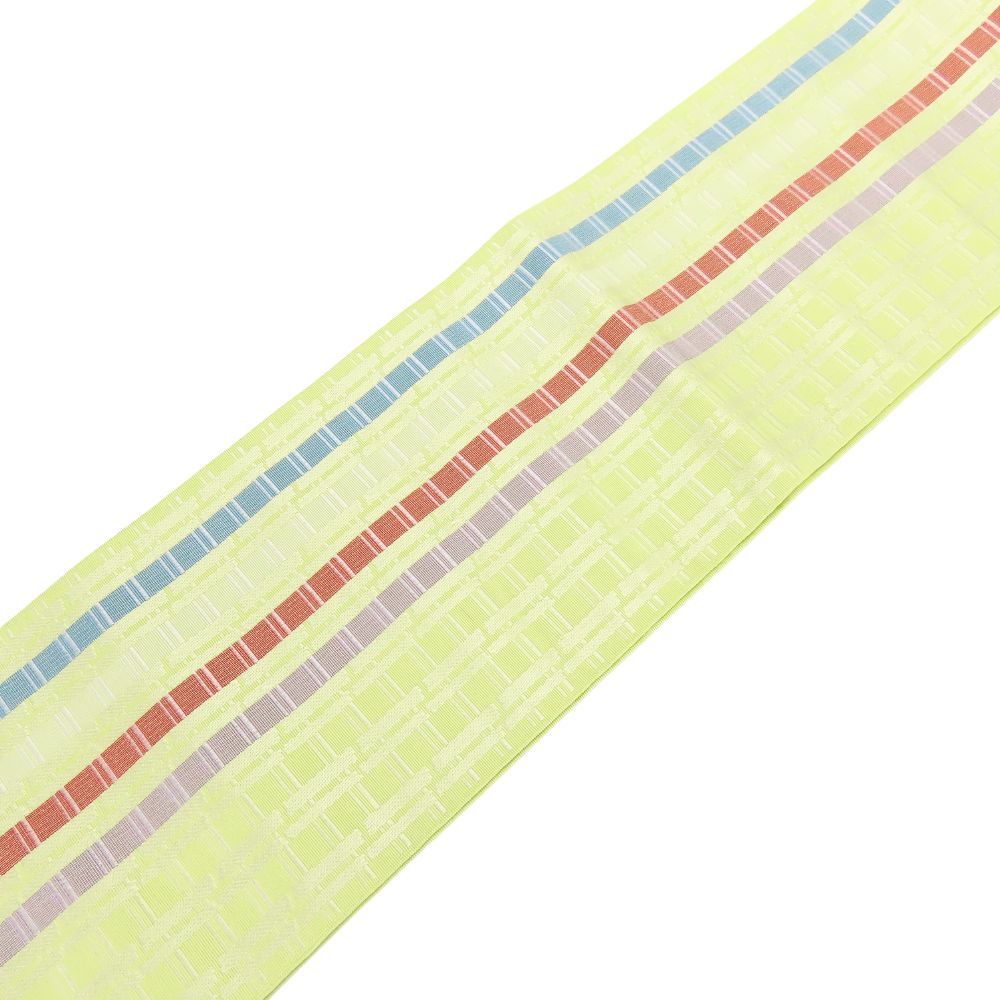 半幅帯 正絹 金銀糸除く イエロー系 マルチカラー 縦縞柄 和装 呉服 和服 きもの レディース 女性 WWW_MORNINGWALKER_COM